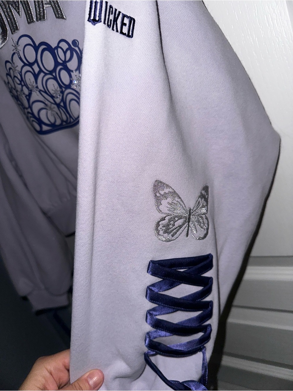 Puma Lavender Relaxed Cropped Pullover Hoodie with Purple Drawstrings Wicked - Picture 9 of 13